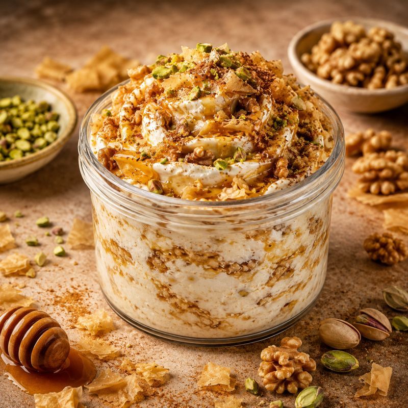 Baklava Eiscreme mit Ayran, Joghurt und Zimt